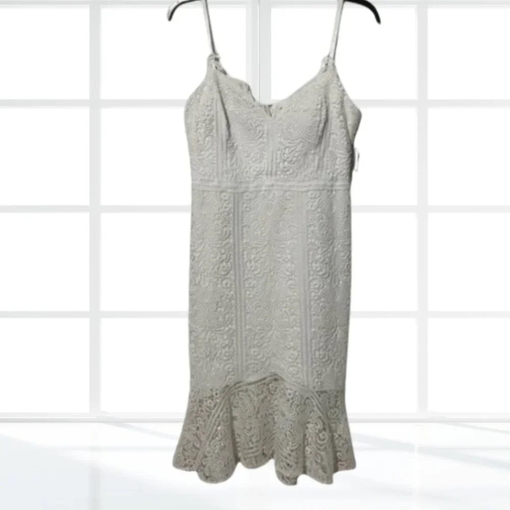 NWT Guess Lace Sweetheart Fit & Flare Dress Size 12 Crochet Mermaid Slip White - Picture 2 of 14